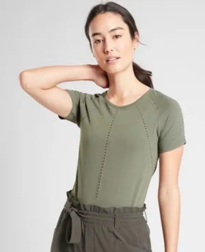 Athleta Olive Green Foothill Seemless Tee Athletic Shirt XL thumbnail 1