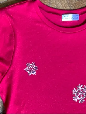 Red rhinestone snowflakes Blouse Size XS ~ Long Sleeeve‎ Christmas Top thumbnail 3