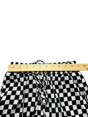 Checkerboard High-Rise Wide Leg Pants - Black & White thumbnail 7