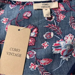 Como Vintage NWT Red White & Blue Floral Popover M thumbnail 6