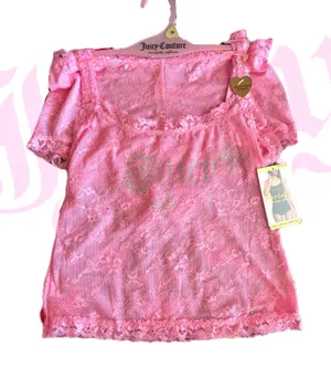 NWT Juicy Couture Pink Lace Rhinestone Cami and Short Set thumbnail 1