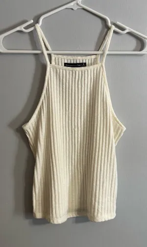 Abercrombie & Fitch Cream Ribbed Tank‎ Top Size Medium thumbnail 1