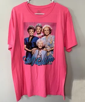 The Golden Girls bright neon pink casual short sleeved top‎ stay golden size L thumbnail 1