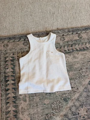 Anthropology pilcro white cropped racer back studded tank top XXS thumbnail 3