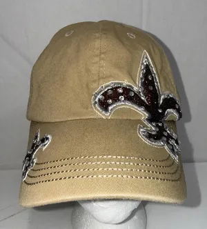 Pit Bull Cap Fitted Womens One Size Black Rhinestone Cadet Y2K‎ Fleur de lis thumbnail 1