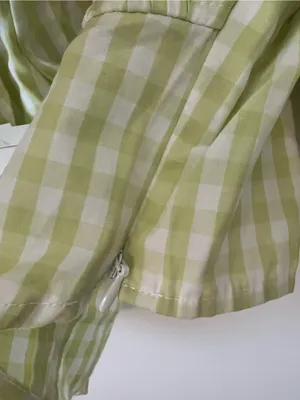 H&M Green and white gingham puff sleeve smocked crop top NWT medium thumbnail 4