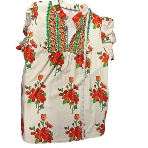 Women's Bohemian Floral Short Sleeve Top Size XL thumbnail 8