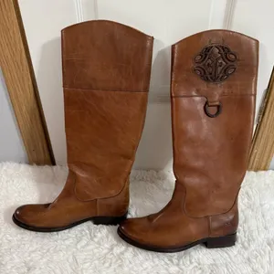 Frye Brown Leather Knee High Cowgirl Boots Size 6.5 thumbnail 1