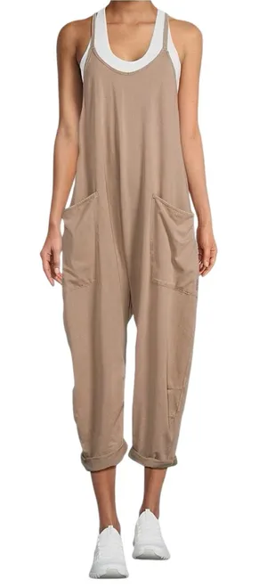 Free People NWT Women’s Size M Pumice Taupe Relaxed Pocket Onesie Jumpsuit thumbnail 1