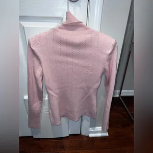 Shoulder Buttoned Pink Turtleneck Sweater thumbnail 2