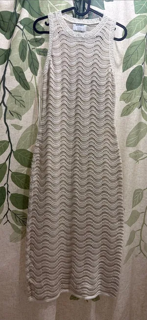 Old Navy Cream Crochet Knit Sleeveless Midi Dress thumbnail 1