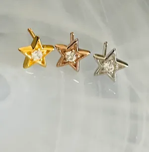 Set Of 3 Pairs (6 Pieces) Stars ⭐️ Earring Studs / Gold Over Sterling Silver thumbnail 2