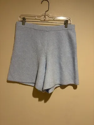 Aerie UnReal Knit Sweater Shorts in Eyelet Blue thumbnail 2