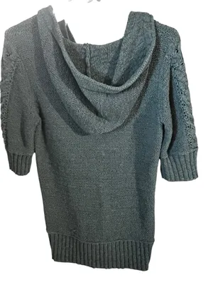 Axcess(used to be Liz Claiborn)Green Knit Zip-Front Hooded Sweater thumbnail 3