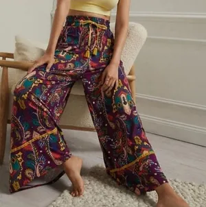 Anthropologie Intimates Pullon Pants Wide Leg Paisley Print Gypsey Hippie XXS/XS thumbnail 1