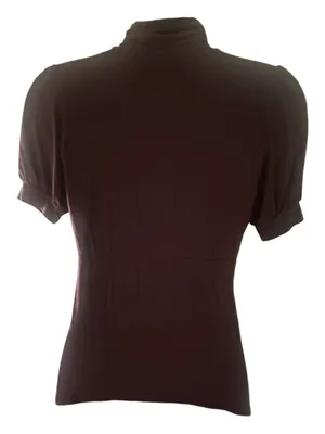 Vintage one clothing Chocolate Brown Turtleneck Short Sleeve Top thumbnail 4