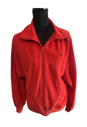 Vintage Oscar de la Renta Full Zip Velour Track Jacket Womens Size Medium Teal thumbnail 1