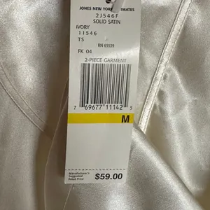 Jones New York Vintage Satin Ivory 2pc Slip Dress Set Size Medium NWT Bridal Boudoir thumbnail 3