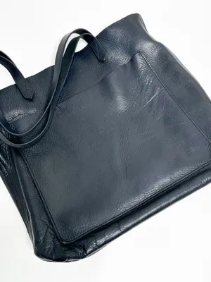 Madewell Black 100% Leather Transport Tote Bag Large 14x12 thumbnail 8