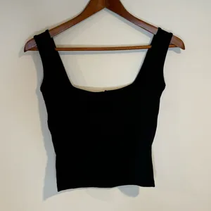superdown Button Front Crop Squareneck Ribbed Tank Top thumbnail 6