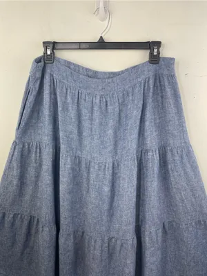 Matty M Blue Chambray Tiered A-Line Midi Skirt size XXL thumbnail 3
