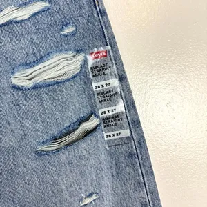LEVI'S Ribcage High Rise Destructed Straight Jeans in Wash Haleys Comment US 28 thumbnail 8