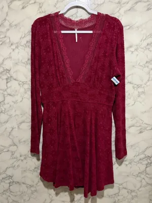 NWT Free People All Yours Mini Dress In Red Plum Size Large thumbnail 5