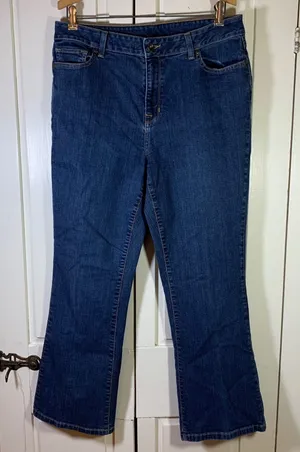 LL Bean Classic Fit Blue Jeans Womens 14 Regular‎ Dark Wash Stretch Denim 286351 thumbnail 1