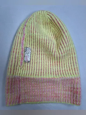 Free People Pink & Yellow Striped Knit Cuff Beanie thumbnail 4