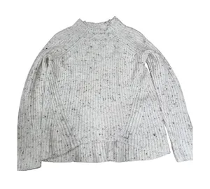 Madewell Donegal Mockneck Ribbed Pullover Sweater Speckled Wool Blend XS Cream thumbnail 1