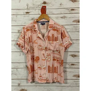 Katie Kime Nashville Toile Short Sleeve Pajama Top - Orange/Pink - Small thumbnail 10