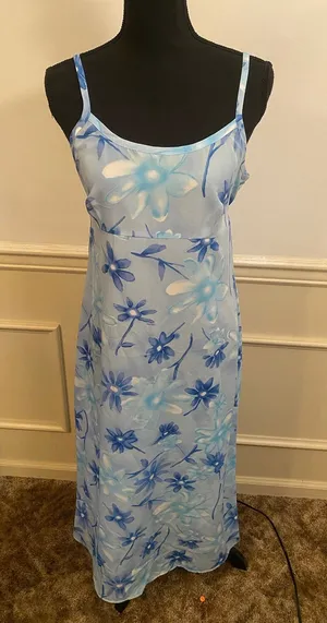 Vintage Y2K California Concepts Maxi Dress Baby Blue Floral Fairy Sheer thumbnail 1
