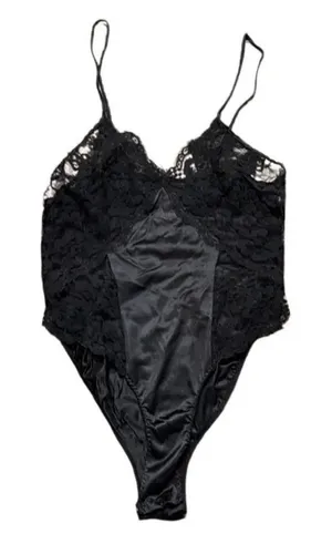 70s Vintage Lace and Nylon Black Bodysuit Teddy Medium thumbnail 1
