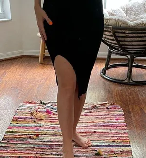 Cotton on ribbed black midi skirt thumbnail 2