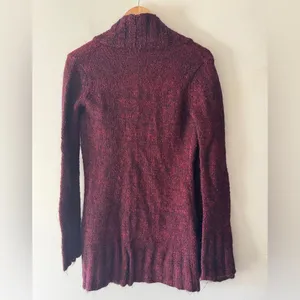 Free People Y2K‎ Tag Burgundy Open Cardigan Sweater Mohair Wool Blend thumbnail 3
