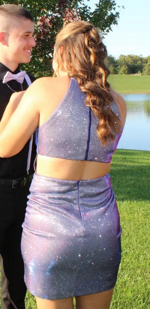 Purple Sparkly Homecoming Dress thumbnail 2