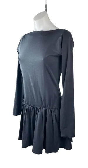 Abercrombie & Fitch Black Long Sleeve Open Back Fit & Flare Mini Dress Size M thumbnail 1