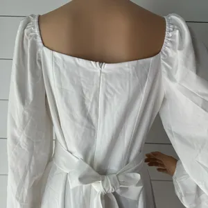 LYANER Wrap Tie Back Square Neck Double Layer Ruffle Hem A Line Mini Dress Sz M thumbnail 6