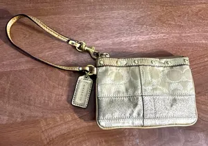 Coach vintage wristlet. Gold w/gold glitter/sparkles thumbnail 1