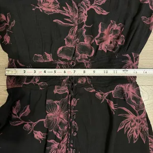 Whimsical‎ American Rag Midi Dress S Black Pink Floral Smocked Waist High-Low thumbnail 9