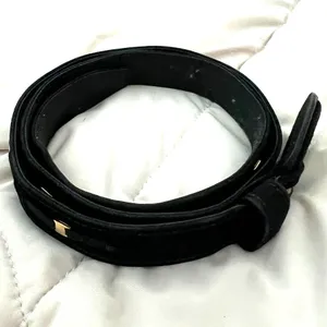 XS Vintage Salvatore Ferragamo Vara buckle belt suede leather black gold logo thumbnail 6
