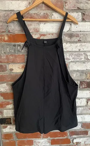 SHEIN Black Tie-Strap Short Overalls Romper Size S thumbnail 1