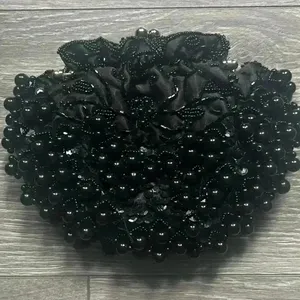 Vintage Style Black 20s Flapper Beaded Bag Removable Silver Strap Costume Party thumbnail 5