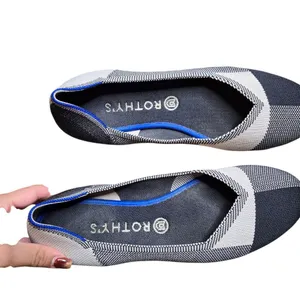 Rothy’s The Flat Captoe‎ Plaid Ballet Flats Shoes Black White Size: 10 thumbnail 2