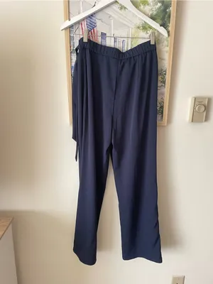 Halara Flex High Waisted Wide Leg Pants Tie in Peacoat Navy Blue Small Tall New thumbnail 7