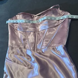 Pink Full Length Prom Party Dress Criss Cross Back Straps Leg Slit Size 14 NEW thumbnail 10