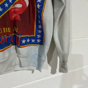 Jerzees Men's Crewneck Sweater - White with Patriotic Design thumbnail 2