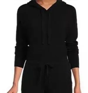 Antonio Melani Indie Sleaze Black Unwind Hoodie Soft Sweatshirt Sz LNWT thumbnail 1