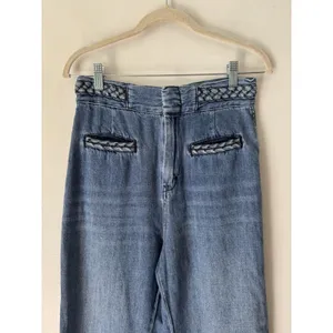 Free People High Rise Wide Leg Braided Jeans Women’s Size 28 Medium Blue thumbnail 3