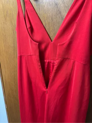 House of CB Leilah Sleeveless Plunge Jumpsuit Wide Leg Red Medium Glam Romantic thumbnail 12